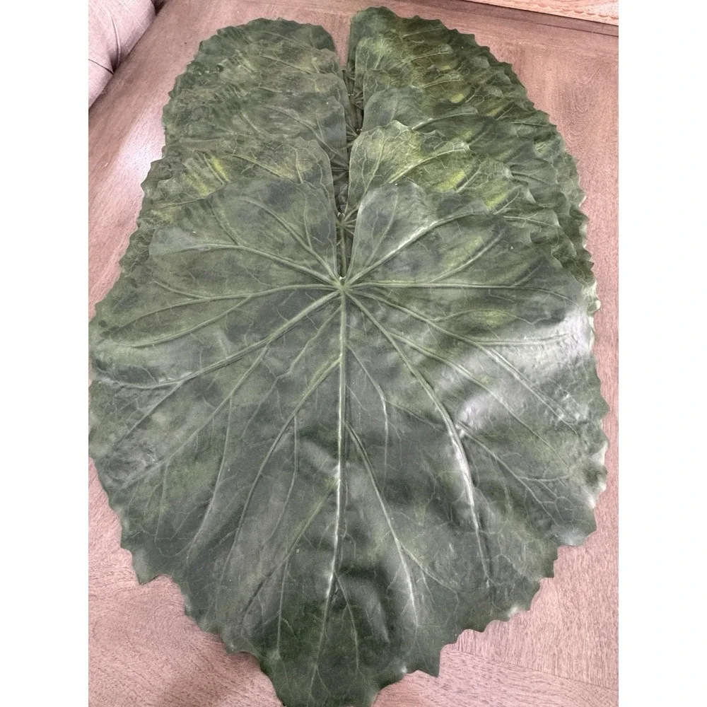 Set Of 12 Green Faux Leaf Shaped Placemats Hollywood Regency Style